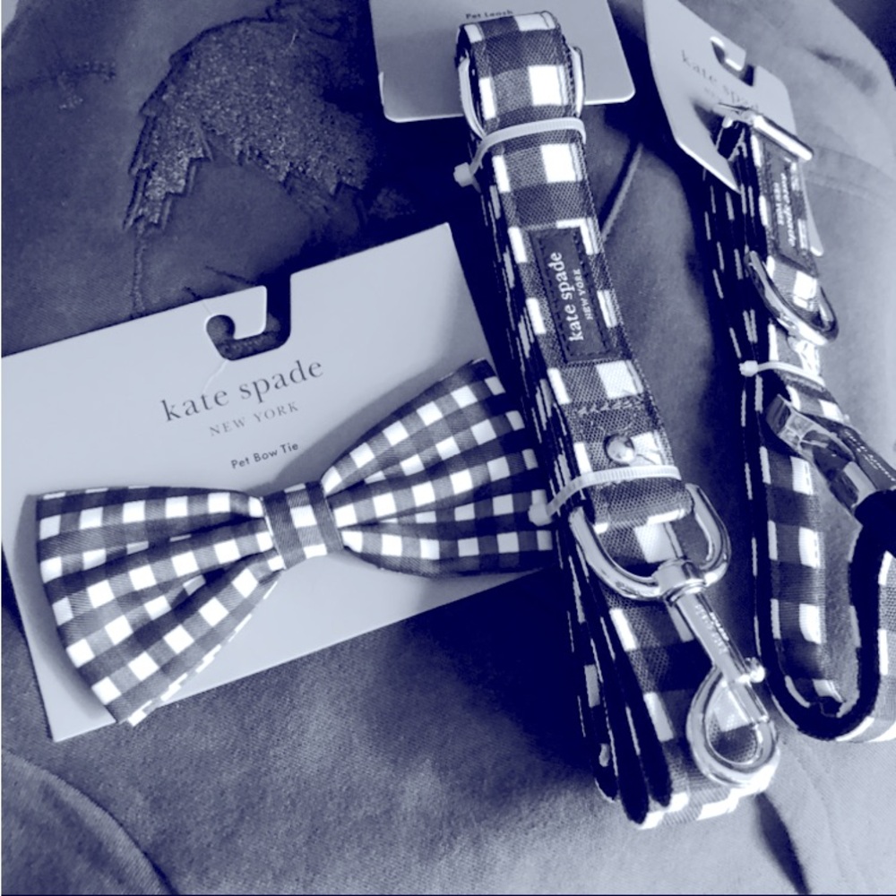 🐶 Kate Spade ♠️ Bow Tie, Leash and Collar, both Large. Tie 5” too precious! - Picture 4 of 6